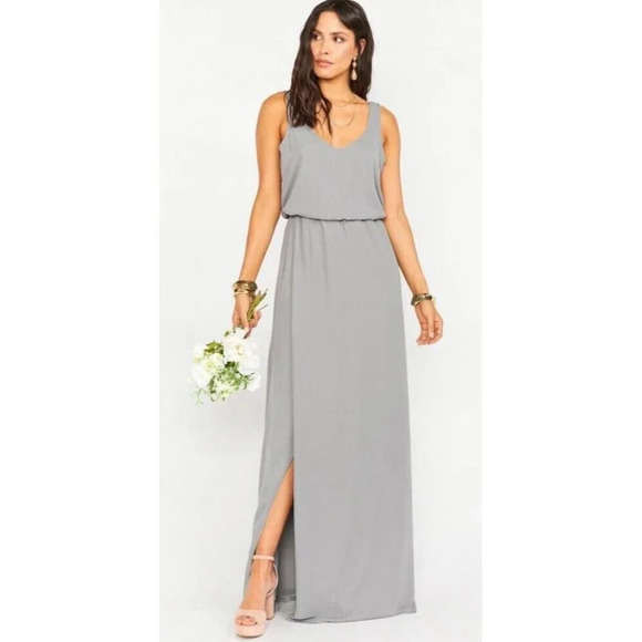 Show Me Your Mumu Womens Kendall Maxi Dress Long Soft Charcoal Crisp Size S NWT - Picture 7 of 16